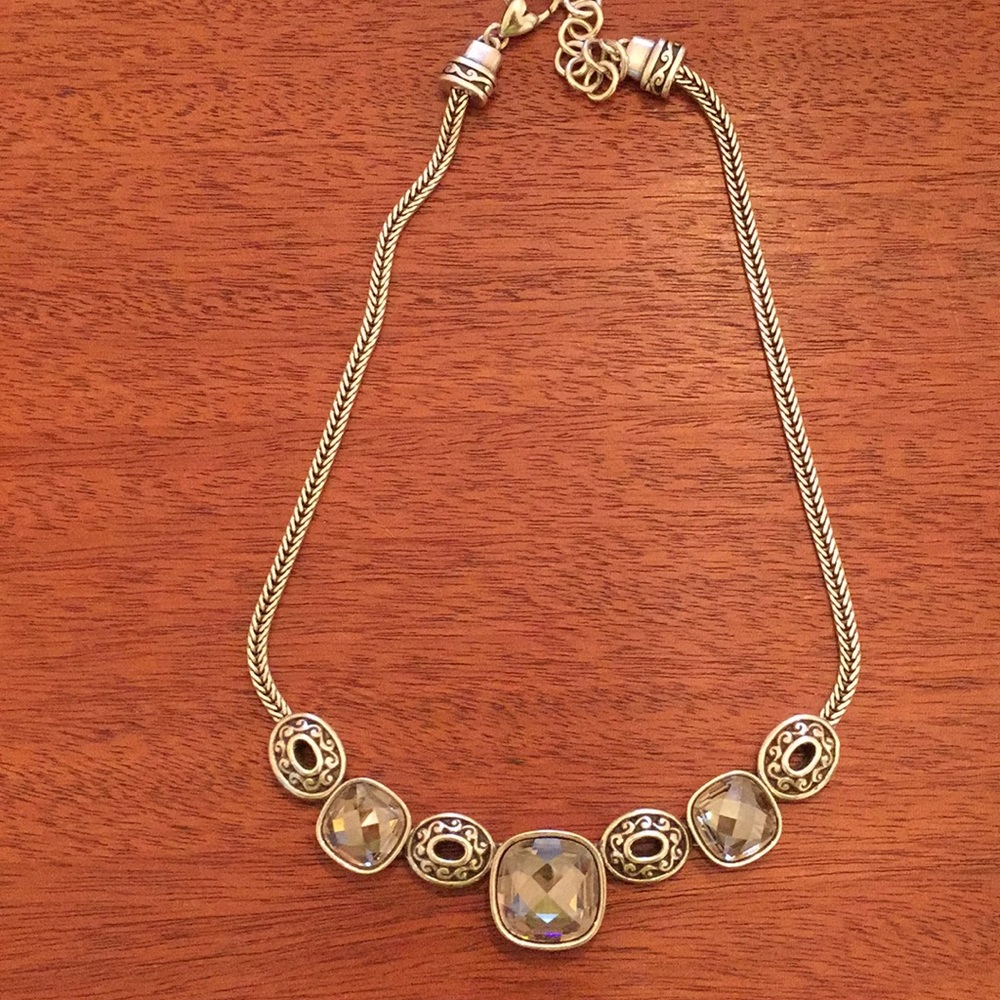 BRIGHTON Slide Necklace 17” Neutral Faceted Stone